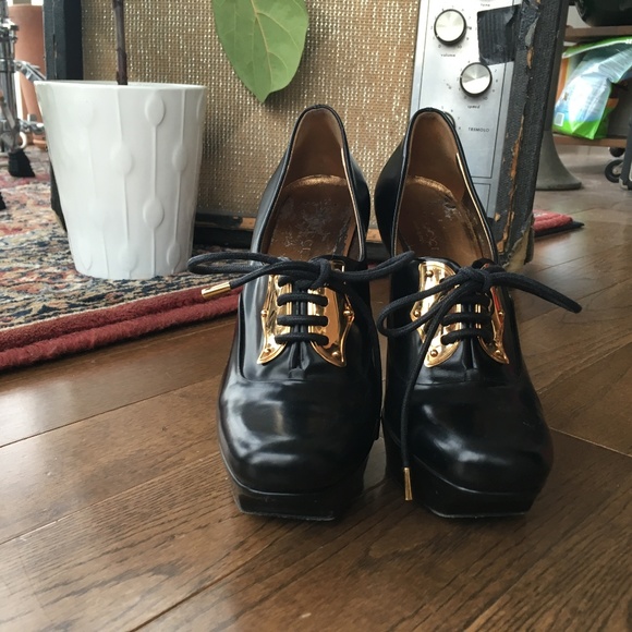 Gucci Luxe Nero Oxford Platforms Sz 6.5 - 186073 - Picture 1 of 6